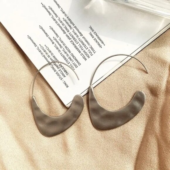 New Anthropologie Gold/ Silver Carissa Crescent Hoop Earrings - Picture 1 of 2